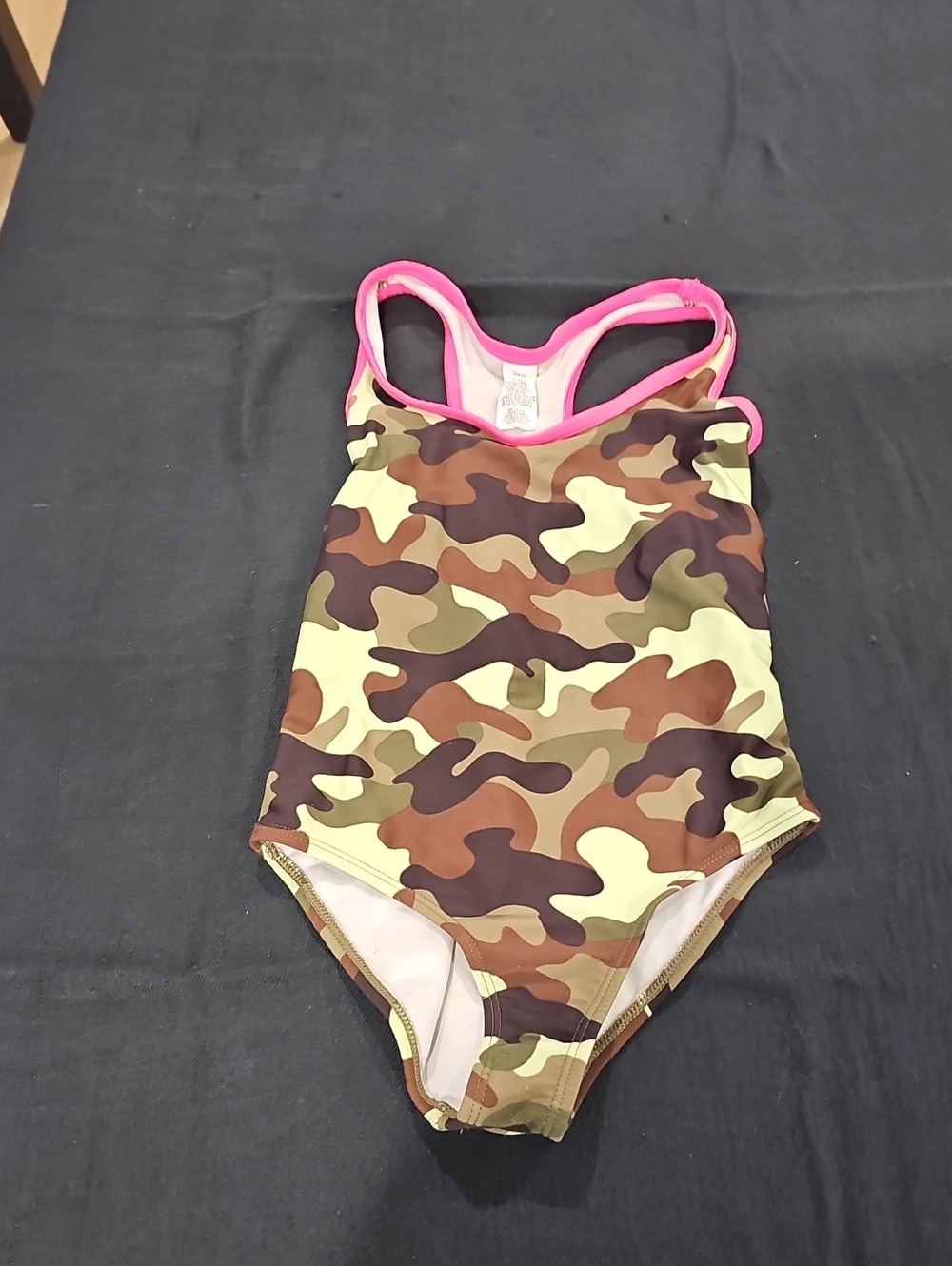 OP Girls' Camo One-Piece Swimsuit with Pink Trim Size 6 - 6X